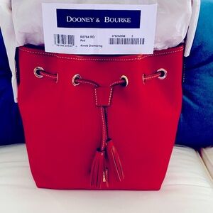 NWT - Dooney & Bourke Pebble Leather Aimee Red Drawstring Bag